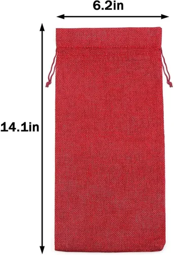 Vista 5 de LOKIPA Bolsas de regalo de vino de arpillera, 12 bolsas para botellas de vino de yute con cordón, fundas reutilizables para botellas de vino