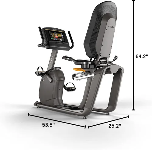 Vista 8 de Matrix Fitness R50 Recumbent Bike Club-Quality Dual Form Frame, Comfort Arc Seat Quiet Exact Force Induction Brake Recovery Rides, Low-Impact