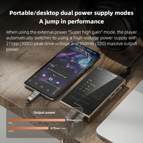 Vista 5 de FiiO M21 Android 13 Reproductor de música portátil MP3 Snapdragon 680 4* CS43198 DAC Chips Audio de alta resolución DSD Bluetooth LDAC (negro)
