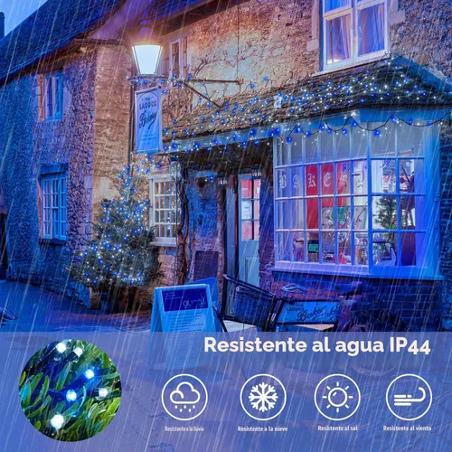 Vista 6 de JMEXSUSS Guirnalda de luces de Navidad de 200 LED azules y blancas, 66 pies, de exterior, expansible, para árbol, fiesta o decoración de hogar