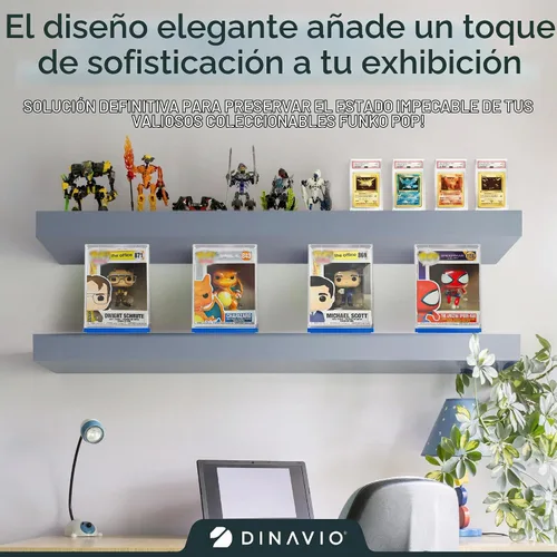 Vista 5 de Dinavio Crafthouse Protector acrílico Funko Pop – Estuche de exhibición apilable resistente – 0.157 in compatible con figuras de vinilo de 4 Base