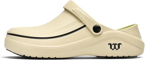 Vista 4 de Zuecos de trabajo antideslizantes para hombre y mujer, zapatos de chef de jardín, ligeros, impermeables, para enfermeras, cocina, restaurante