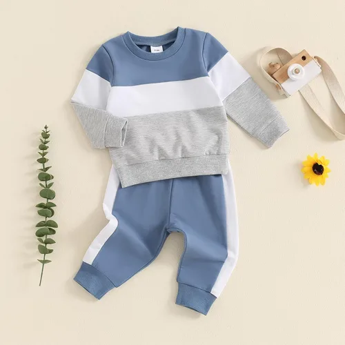 Vista 28 de Conjunto de sudadera de manga larga con cuello redondo y pantalones deportivos para bebés, ropa de invierno para bebé