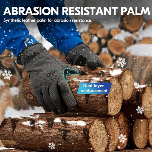 Vista 4 de Vgo... 1Pair 5℃/41°F Winter Work Gloves Men, Cold Weather Waterproof Safety Work Gloves,Cold Storage or Freezer Glove Gris