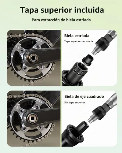 Vista 4 de Pawfly Kit de extractor de manivela de bicicleta, herramienta de extracción de manivela para cónica cuadrada, Shimano Octalink y brazos de manivela