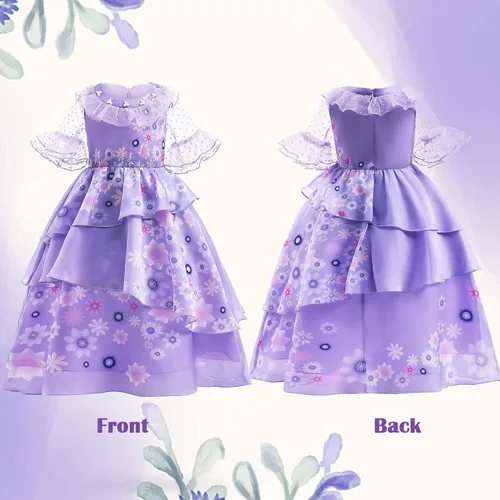 Vista 3 de Encanto Costume Dress For Girls Kids Princess Dress Up Clothes For Halloween Cosplay Birthdays As Girls Outfits Gifts