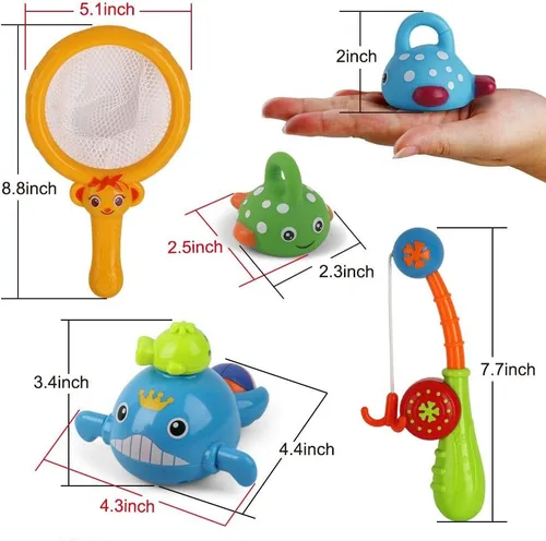 Vista 7 de Dwi Dowellin Juguetes de baño, juegos de pesca, ballenas de natación, juguete para la tina de baño, para niños pequeños, conjunto de peces
