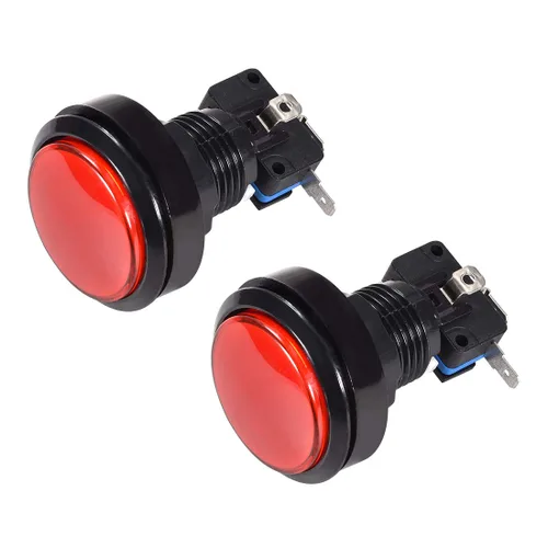 Vista 5 de uxcell Botón pulsador de juego 1.811 in redondo 12V LED iluminado interruptor de botón con micro interruptor para videojuegos arcade azul 2 unids