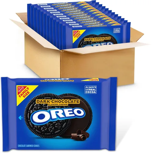 Vista 32 de OREO Galletas de sándwich de chocolate con crema sabor a chips de Java tamaño familiar, 17 onzas