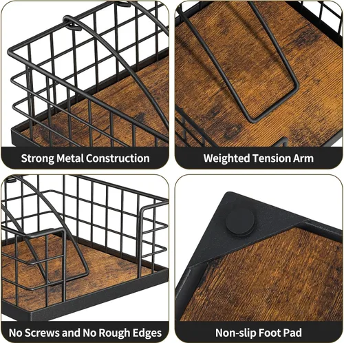 Vista 6 de Honiter Servilletero para mesa, servilletero de granja con brazo pesado, servilleteros de madera para cocina, dispensador de servilletas plano