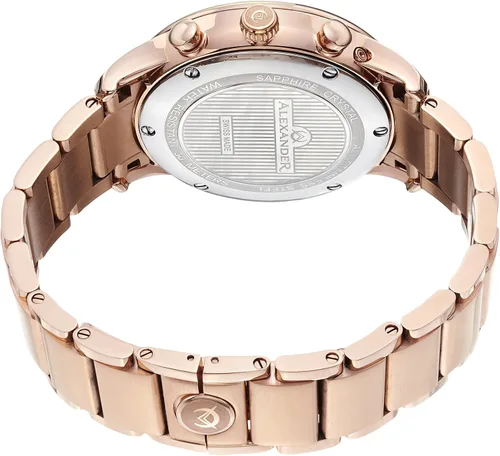 Vista 2 de Alexander Statesman Chieftain - Reloj de pulsera para hombre con cronógrafo multifunción con esfera plateada, chapado en oro rosa
