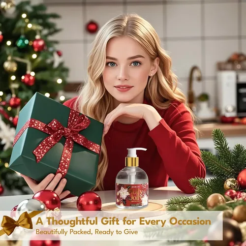 Vista 4 de ROMIIE ZOI Jabón líquido para manos de Navidad con caja de regalo - 260ml / 9 fl. Oz - Paquete de variedad de 3
