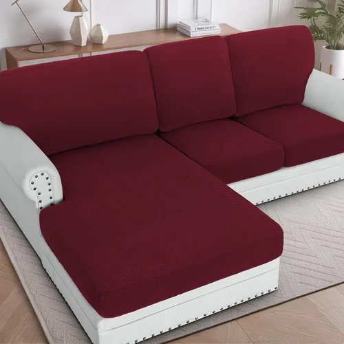 Vista 21 de H.Versailtex - Funda de sofá seccional de 1 pieza, funda deslizante para chaise con forma de L, funda de cojín separada para sofá seccional tanto