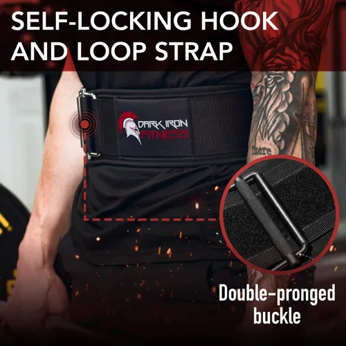 Vista 3 de Dark Iron Fitness Self-Locking Weight Lifting Belt for Powerlifting, Squats, Premium Gym Core & Back Support, Weightlifting Training Equipment