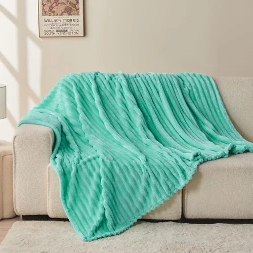 Vista 8 de NEWCOSPLAY Manta de Tiro Súper Suave Aqua Franela Sedosa Premium Forro Polar Jacquard Acanalado 3D Ligero Manta de Cama Uso en Todas las Estaciones
