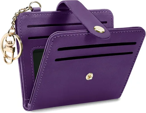 Vista 19 de Airkit Billeteras pequeñas para mujer, con bloqueo RFID, de cuero, con ventana de identificación, carteras para tarjetas para mujer, con monedero