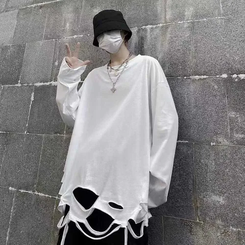 Vista 5 de Camisa gótica negra de manga larga Harajuku Street camisa de manga larga alternativa gótica camiseta de manga larga estilo grunge