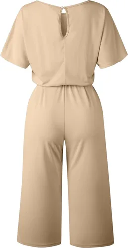Vista 2 de SNKSDGM Women Jumpsuit Summer Dressy Lantern Long Sleeve Ruffle Layer Smocked Deep V Neck Short Rompers Playsuit