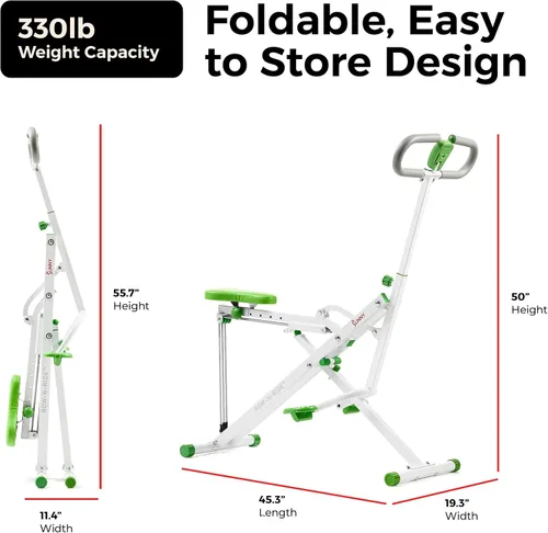 Vista 6 de Sunny Health & Fitness Row-N-Ride - Entrenador de sentadillas, equipo de ejercicio plegable y de fácil instalación, resistencia ajustable