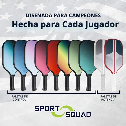 Vista 6 de Sport Squad Pickleball Paddles Set of 2 and Single Paddles - Lightweight, Durable & High-Performance Playability - Enhanced Grip & Power - USA