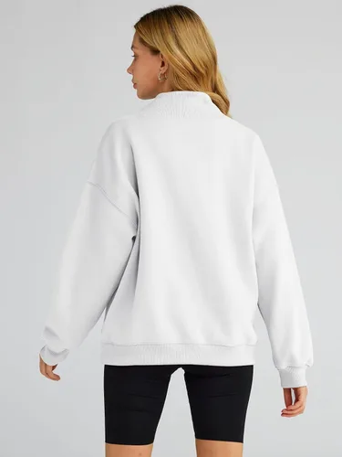 Vista 5 de Trendy Queen Sudaderas de gran tamaño para mujer, cuello alto, manga larga, sudaderas con capucha para otoño, ropa 2024