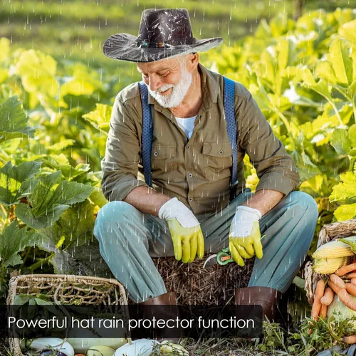 Vista 2 de 10 Pcs XL Cowboy Hat Cover Plastic Waterproof Hat Protector Elastic Rain Cover Unisex Travel Western Fedora Storage for Rain