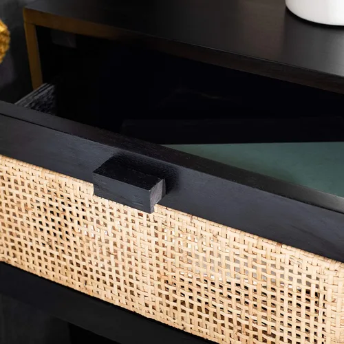 Vista 7 de SAFAVIEH Home Collection Hedwig - Mesita de noche de ratán negro y natural de 2 puertas
