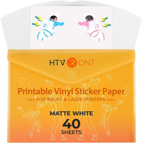 Vista 9 de HTVRONT Papel adhesivo de vinilo imprimible, 8.5 x 11 pulgadas, vinilo imprimible blanco brillante para impresora de inyección de tinta, 25 BLANCO