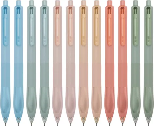 Vista 10 de Linbsunne Bolígrafos de gel de tinta color negro para oficina, de punta fina de 0.5 mm, de trabajo retráctil de escritura suave (12 unidades)