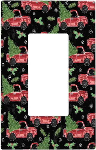 Vista 20 de Cubierta de interruptor de luz dúplex de 1 banda, cubierta decorativa de Navidad con copos de nieve rojos, placa frontal decorativa para cocina