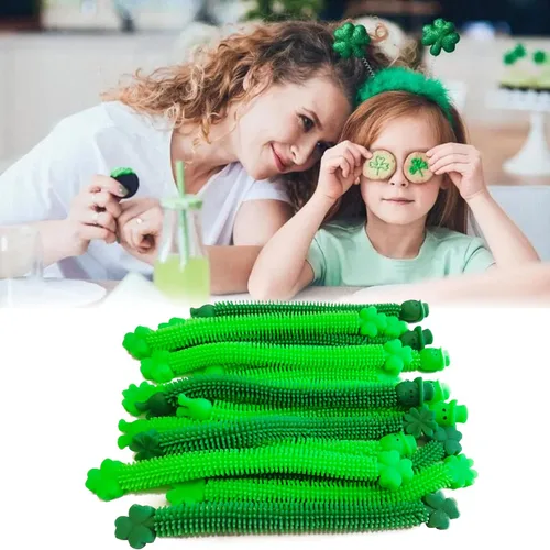 Vista 5 de Paquete de 36 cuerdas elásticas para el día de San Patricio, juguetes sensoriales para personas con autismo, ideales para niños y niñas, bolsas