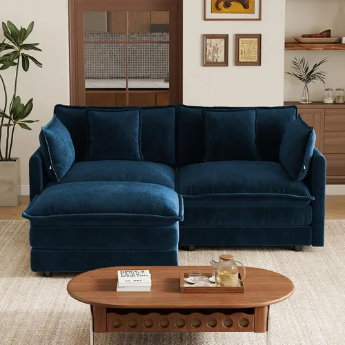 Vista 3 de mikibama Sofá modular seccional, juego de sofá en forma de L de 70.8 pulgadas para sala de estar, sofá biplaza, cómodos sofás de nube con otomana