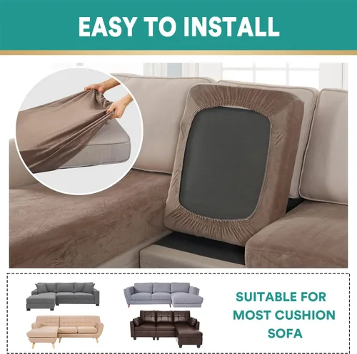 Vista 30 de OKYUK Fundas para sofá modular, 3 piezas, fundas de cojín de terciopelo para sofá, en forma de L, funda de cojín separado para sofá, protector