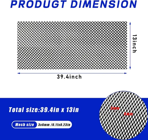 Vista 2 de Malla de Rejilla de Auto, Rejilla de Aleación de Aluminio de Alta Resistencia para Parachoques con Agujeros Rómbicos, 40"×13" Malla de Pantalla