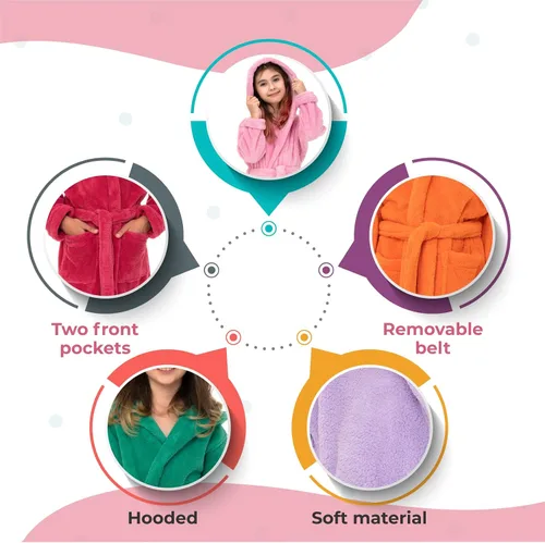Vista 2 de TowelSelections Bata de baño de felpa suave con capucha para niñas Carbón vegetal