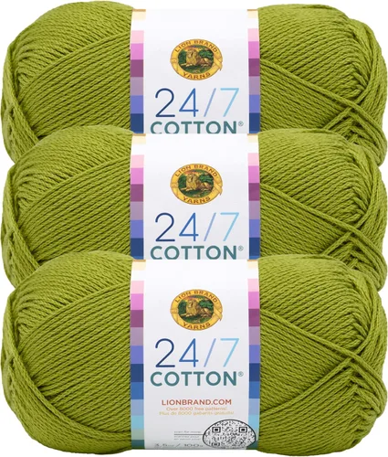 Vista 79 de Lion Brand Yarn - Hilo ligero 24/7 de algodón para tejer, hacer ganchillo y manualidades, Ámbar, paquete de 1 Light Worsted 100% Mercerized Cotton