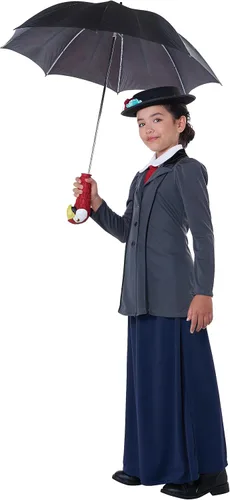 Vista 2 de Disfraz de niñera inglesa para niña, Gris