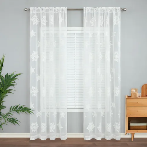 Vista 13 de VOGOL - Cortinas con ojales bordadas con patrón floral elegante de lino sintético, 2 paneles, 60% opacas con aislamiento térmico, cortinas pesadas