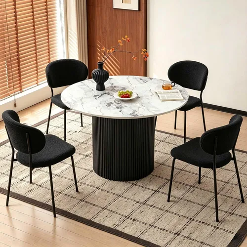 Vista 35 de Homedot Juego de 2 sillas de comedor tapizadas negras, modernas sillas de cocina de mediados de siglo tapizadas con cojín acolchado para comedor