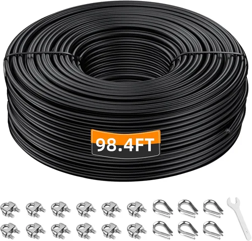 Vista 9 de LFJ Cable de repuesto para máquina de poleas, cable de acero resistente de 32.8/65.6/98.4 pies para sistema de polea de elevación de peso, cable