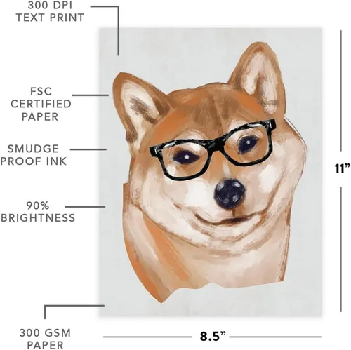 Vista 192 de Andaz Press Póster impreso para pared de perro, 8.5 x 11 pulgadas, Bulldog inglés con gafas negras, 1 paquete, regalo de cumpleaños de Navidad, sin