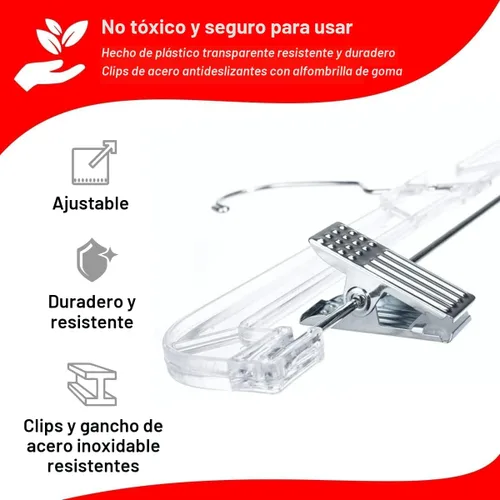 Vista 2 de DEILSY™ Perchas para pantalones con clips, paquete de 12 perchas