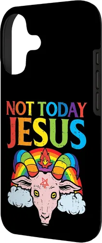 Vista 2 de Today Not Jesus Satan Goat Satanic Rainbow Satanism Gift Case for iPhone 17