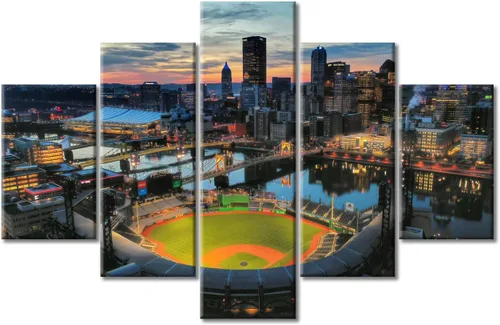 Vista 17 de Busch Stadium Baseball Home Decor St. Louis, Missouri Cityscape - Pósteres e impresiones artísticas de pared de 5 piezas de estadios de béisbol