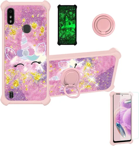 Vista 70 de jioeuinly JSF-DJS - Funda compatible con Nothing Phone 2a con protector de pantalla de vidrio templado, policarbonato duro + silicona suave, soporte