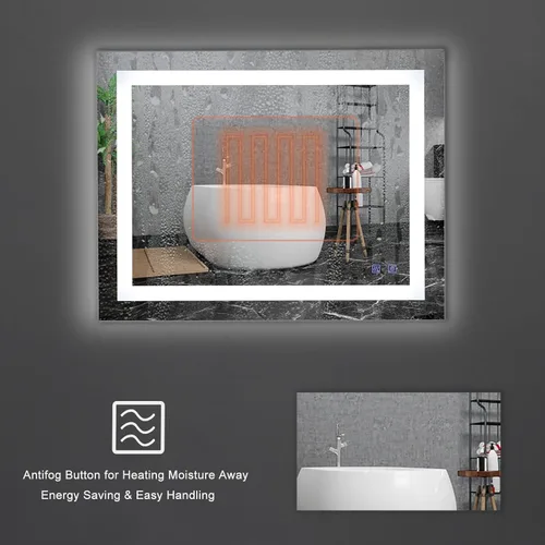 Vista 5 de Bonnlo Espejo de baño LED antiempañador de 32 "24" con luces táctiles/regulables