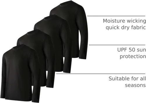 Vista 53 de Real Essentials Paquete de 4 unidades: camiseta de manga larga para hombre Dry Fit, disipa la humedad, protección solar FPU 50+ contra rayos