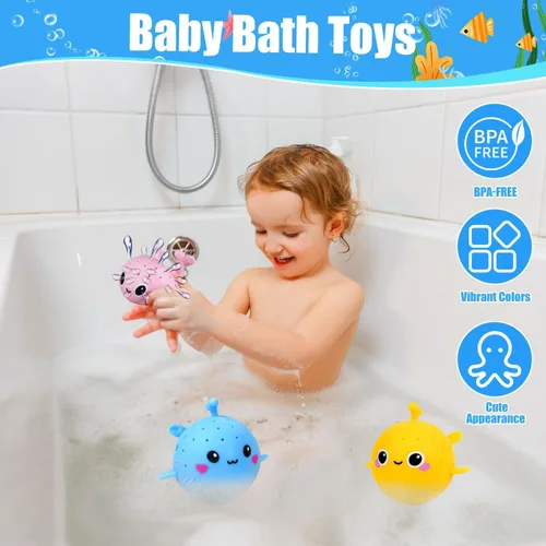 Vista 2 de 4 bolas de agua de delfines, juguetes sensoriales flotantes para aliviar el estrés para niños, pelotas de agua para niños pequeños, juguetes