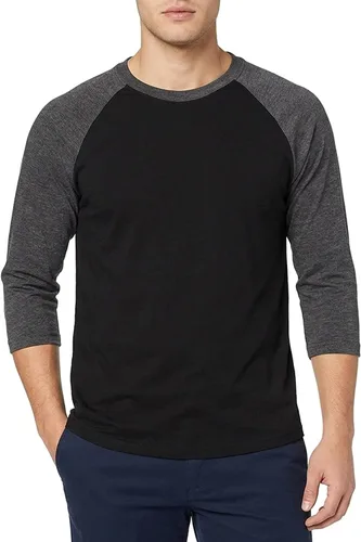 Vista 37 de Camiseta de béisbol raglán para hombre, de algodón, dos tonos, casual, atlética