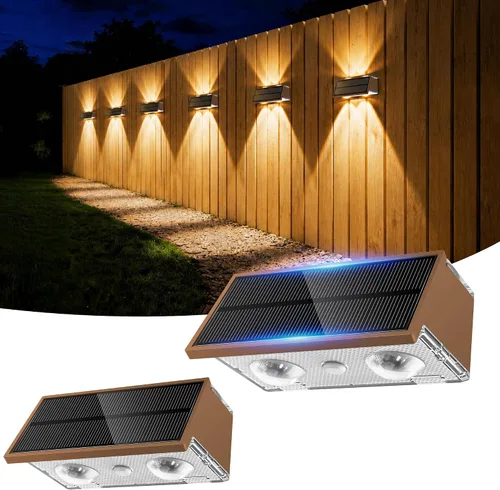 Vista 13 de Luces solares para valla al aire libre, paquete de 2 luces solares Negro